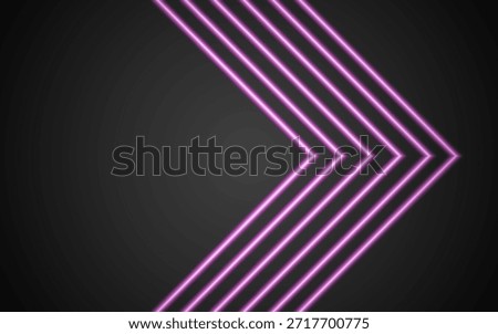Abstract glowing arrow with lighting and grid lines on background, advanced technology concept. Vector illustration.