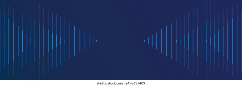 Abstract glowing arrow lines on dark blue background. Modern shiny blue geometric lines design. Futuristic technology concept.
