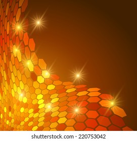 Abstract glowing background with cells and stars