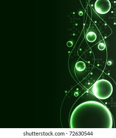 Abstract glowing background with digital symbols, vector illustration