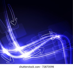 Abstract glowing background with digital symbols, vector illustration