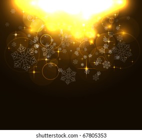Abstract glowing background  in golden color, vector illustration