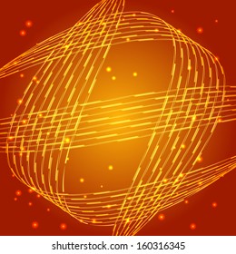 Abstract glowing background with golden shining elements