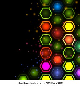 Abstract glowing background with hexagons