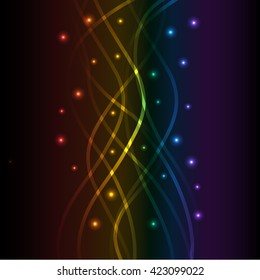Abstract glowing background with lights and lines. Vector illustration