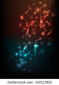 Abstract glowing background with neon lines and lights.