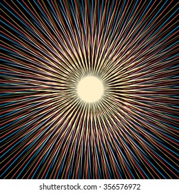 Abstract glowing background. Ray galaxy, flash and light, vector illustration. Travel in space concept
