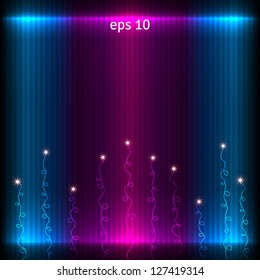 Abstract glowing background. Vector pattern decorated with stars.