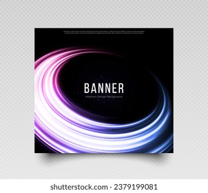 Abstract glowing banner for discount, sales and greeting card. Luxury banner with wavy sparkling ring.