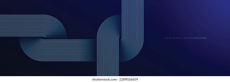 Abstract glowing blue circle lines on dark background. Retro style. Geometric stripe line art design. Modern shiny blue lines pattern. Technology futuristic concept. Vector illustration