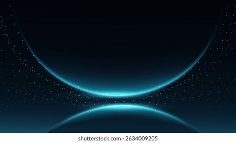 Abstract glowing blue curved lines with wave particle for Website landing page