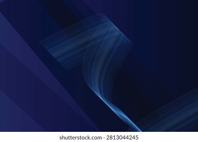 Abstract glowing blue fluid motion curves on dark background