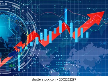 Resumen del fondo azul brillante de la gráfica de forex. Concepto de inversión y estadísticas. Representación 3D
