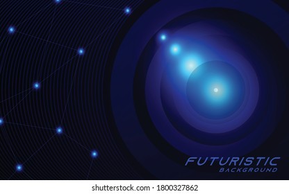 Abstract glowing blue futuristic background with technology digital concept. Light particle connection composition illustration. Vector design template can use for wallpaper, web banner, landing page
