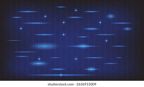 Abstract glowing blue grid with motion light effects on dark background. Ideal for technology, sci-fi, or digital interface design.