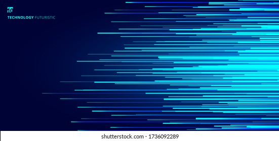Resumen del patrón de líneas horizontales azules brillantes en el fondo oscuro. Concepto tecnológico. Ilustración del vector 