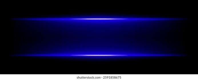Abstract glowing blue light beams on a dark background. Two parallel neon streaks create a futuristic energy effect with smooth gradients and a radiant glow. Modern digital aesthetic
