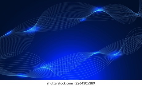 Abstract glowing blue lines on dark blue background. Vector illustration. EPS 10.