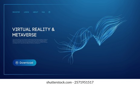Abstract glowing blue lines representing virtual reality and metaverse concepts