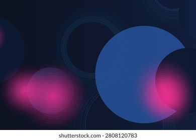 Abstract glowing blue and pink circular light patterns on dark background, circles