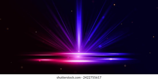 Abstract glowing blue and pink vertical lighting lines on dark  background with lighting effect and sparkle with copy space for text. Luxury design style. Vector illustration