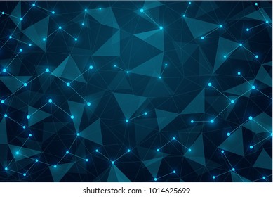 Abstract glowing blue polygonal background. Technology, innovation and future concept.