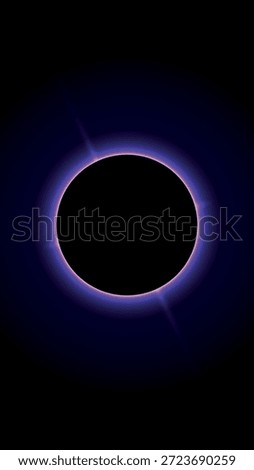 Abstract glowing blue ring around a black circle, digital eclipse effect on dark background