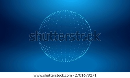Abstract glowing blue sphere made of connected dots on gradient background ideal for technology, data visualization, innovation, and network design themes