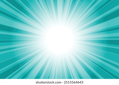 Abstract glowing blue sunburst background. Dark cyan blue glow effect sunburst background for presentation, banner, poster, flyer, sales. Modern pop art poster for summer and spring.