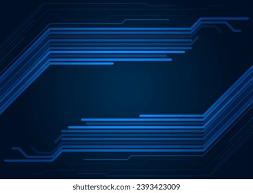 Abstract glowing blue tech circuit board lines minimal background. Vector geometric design