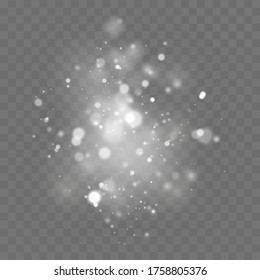 Abstract glowing bokeh lights. Bokeh lights effect isolated on transparent background. Festive white luminous background. Christmas concept. Vector illustration, eps 10.