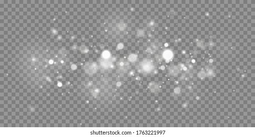 Abstract glowing bokeh lights. Bokeh lights effect isolated on transparent background. Festive white luminous background. Christmas concept. Vector illustration, eps 10.