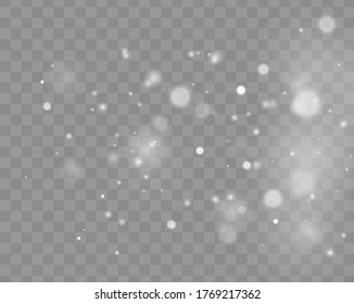 Abstract glowing bokeh lights. Bokeh lights effect isolated on transparent background. Festive white luminous background. Christmas concept. Vector illustration, eps 10.