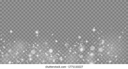 Abstract glowing bokeh lights. Bokeh lights effect isolated on transparent background. Festive white luminous background. Christmas concept. Vector illustration, eps 10.