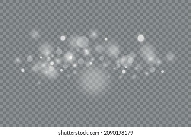 Abstrakte leuchtende Bokeh-Lichter. Bokeh-Lichteffekt einzeln auf transparentem Hintergrund. Festlicher, heller Hintergrund. Weihnachtskonzept. Vektorgrafik, eps10.