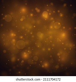 Resumen brillando las luces de bokeh aisladas en el fondo negro. Fondo luminoso dorado festivo con luces coloridas. Concepto mágico. concepto de Navidad.