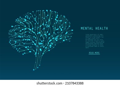 Abstract glowing brain connections. Scientific medical developments of mental health. Graphic concept for your design