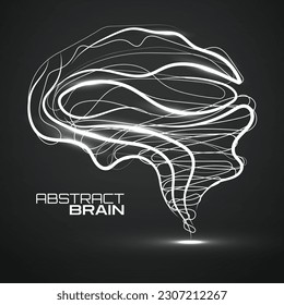 Abstract glowing brain with lines. Vector illustration