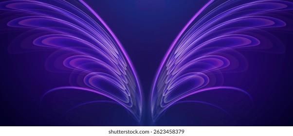 Abstract glowing butterfly wings in violet and blue tones