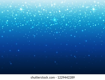 Abstract glowing Christmas, festive background, snow, sparkles and glowing elements on blue background.