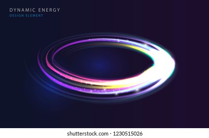 abstract glowing circle background, neon lights shining in the dark