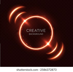 Abstract glowing circle bright colors light effect, creative glow on dark background, vector graphics.