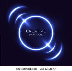 Abstract glowing circle bright colors light effect, creative glow on dark background, vector graphics.