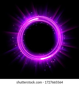 Abstract Glowing Circle, Elegant Illuminated Light ring. Vector Illustration