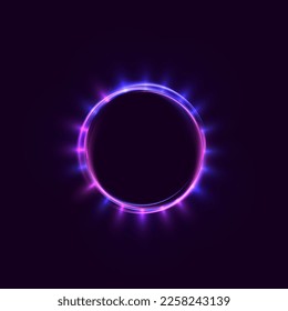 Abstract glowing circle, elegant purple backlit ring. vector illustration. Light effect round frame for text. Game design, ring for advertising and marketing presentation.