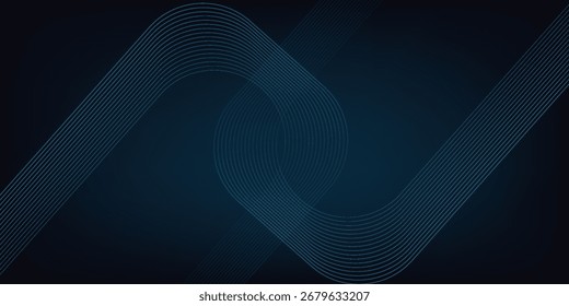 Abstract with glowing circle lines. Geometric stripe line art design. Modern shiny blue diagonal rounded lines pattern. Futuristic technology concept. modren art