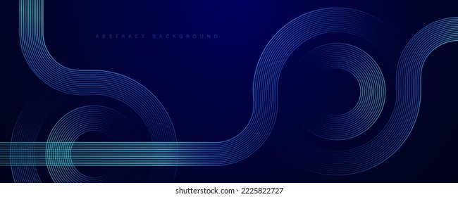 Abstract glowing circle lines on dark blue background. Geometric stripe line art design. Modern shiny blue lines. Futuristic technology concept. Suit for poster, cover, banner, brochure, website - Shutterstock ID 2225822727