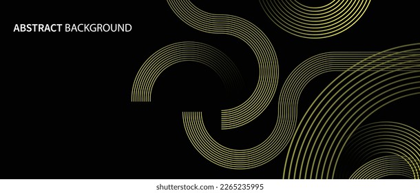 Abstract glowing circle lines on dark background. Futuristic technology concept. Horizontal banner template. Suit for poster, cover, banner, brochure, website