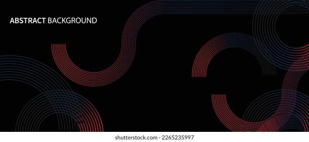 Abstract glowing circle lines on dark background. Futuristic technology concept. Horizontal banner template. Suit for poster, cover, banner, brochure, website