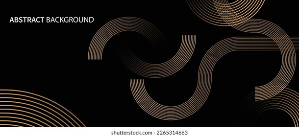 Abstract glowing circle lines on dark background. Futuristic technology concept. Horizontal banner template. Suit for poster, cover, banner, brochure, website